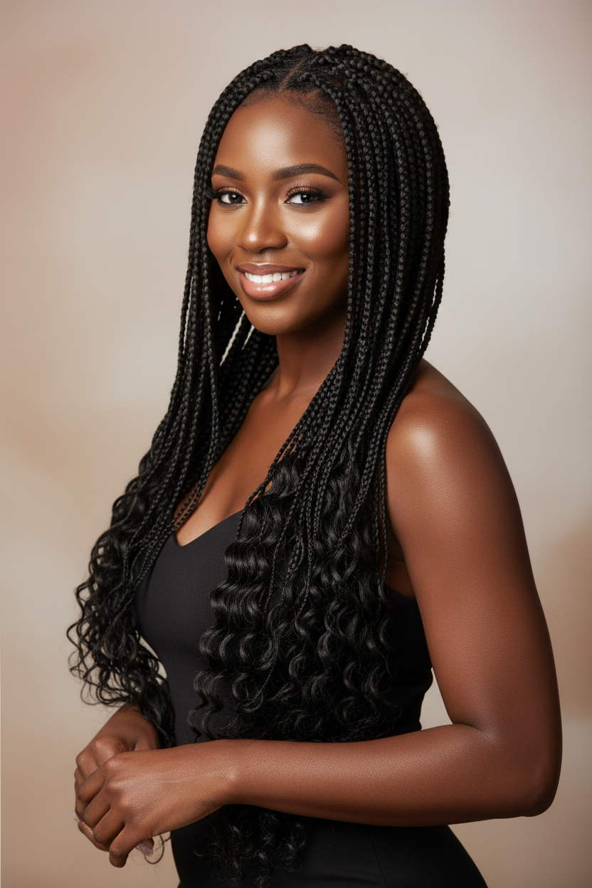 Dark box braid on a lady 