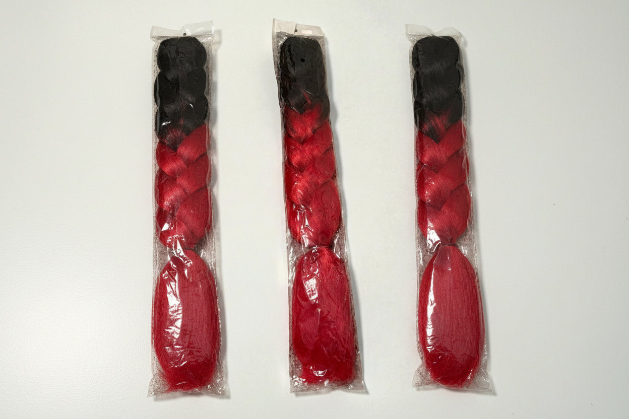 Jumbo braid hair extension natural black with red