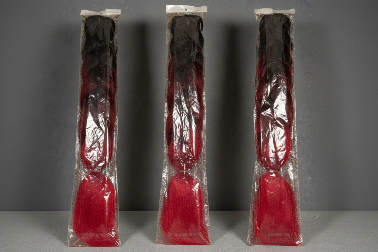 Jumbo braid  hair extension, natural black with red