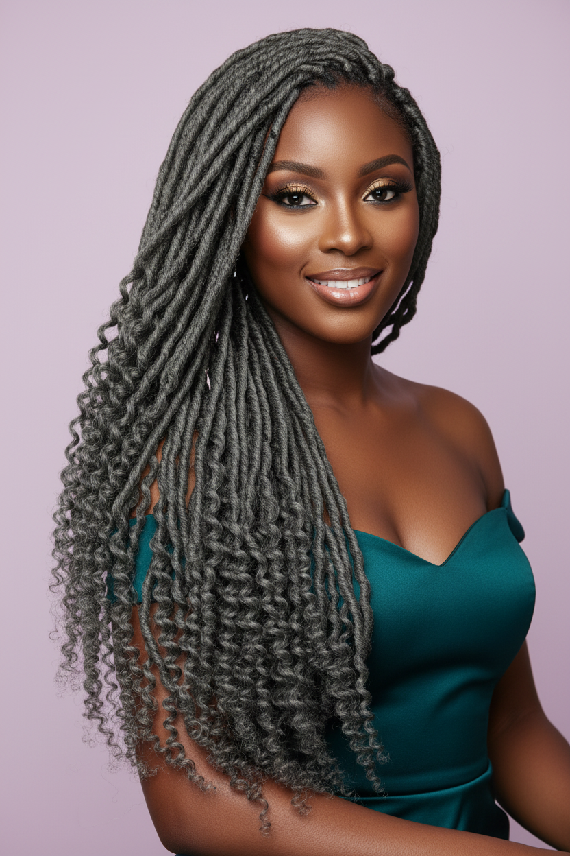 African lady on a goddess faux loc