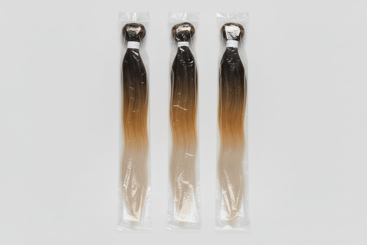 Pre-stretched braid hair extension Natural black with honey blonde