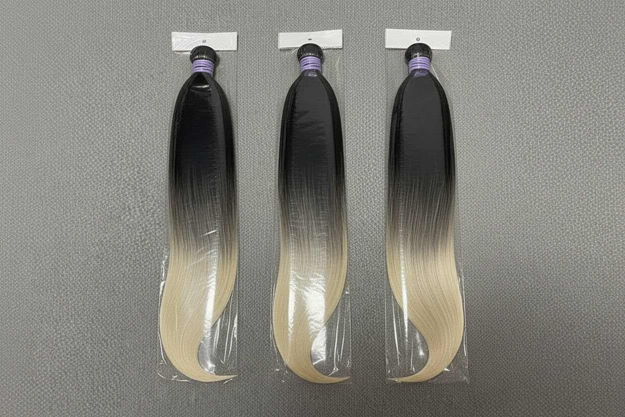 Pre-stretched braid extension NATURAL BLACK  and  white

 
