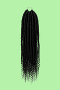 Black braided hair extensions on a gray background