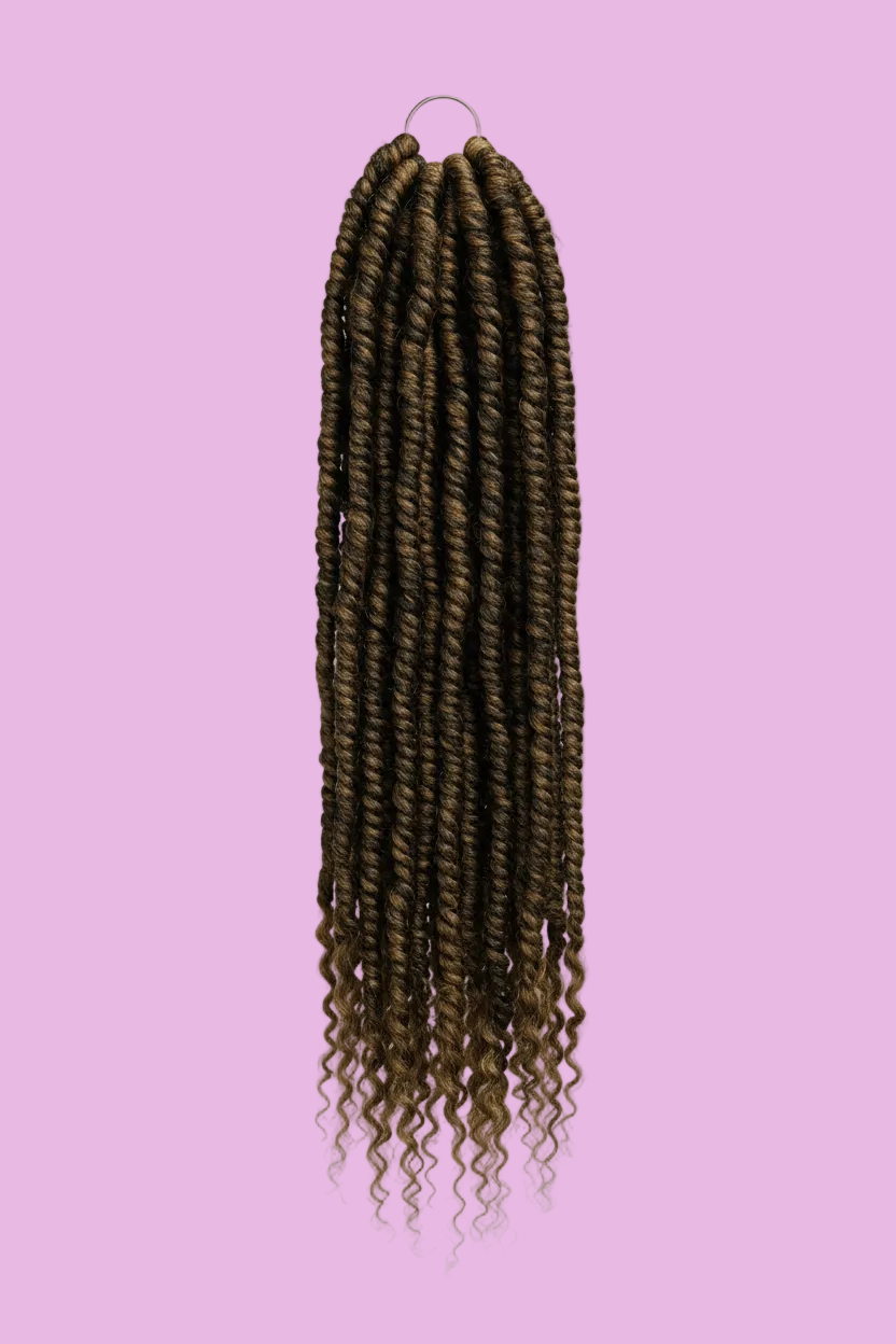 Braided hair extensions on black root in brown 