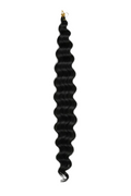 Rich black curly hair extension on a white background