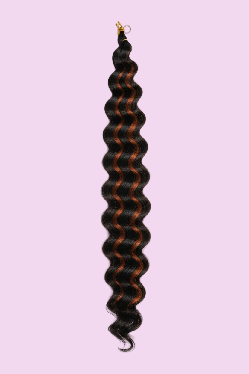 Rich black on brown curly deep wave hair extension