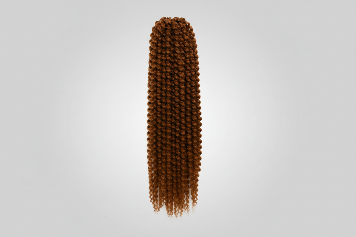 Brown hair extension on a white background